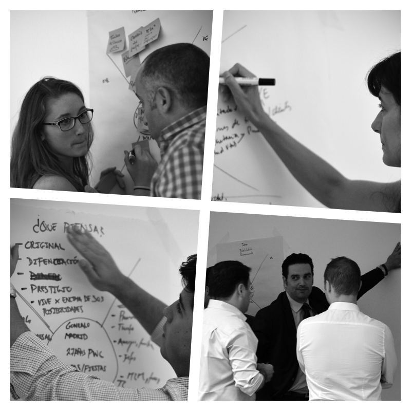 Participantes trabajando sobre mapas de empatía